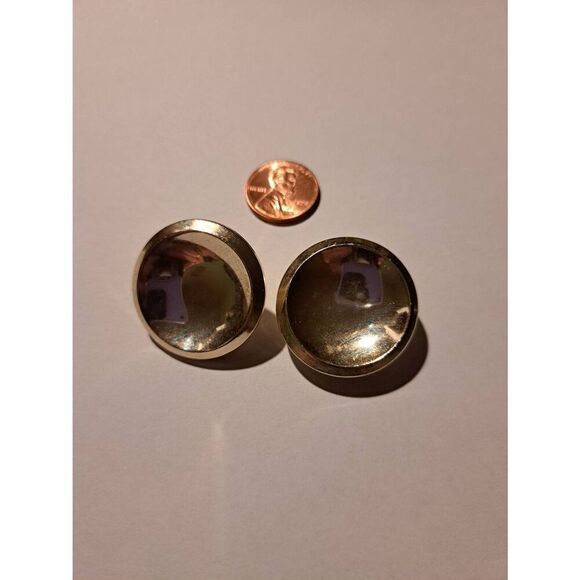 Vintage West Germany Silver Tone Clip-On Earrings Round Button Style 1” - Picture 6 of 6